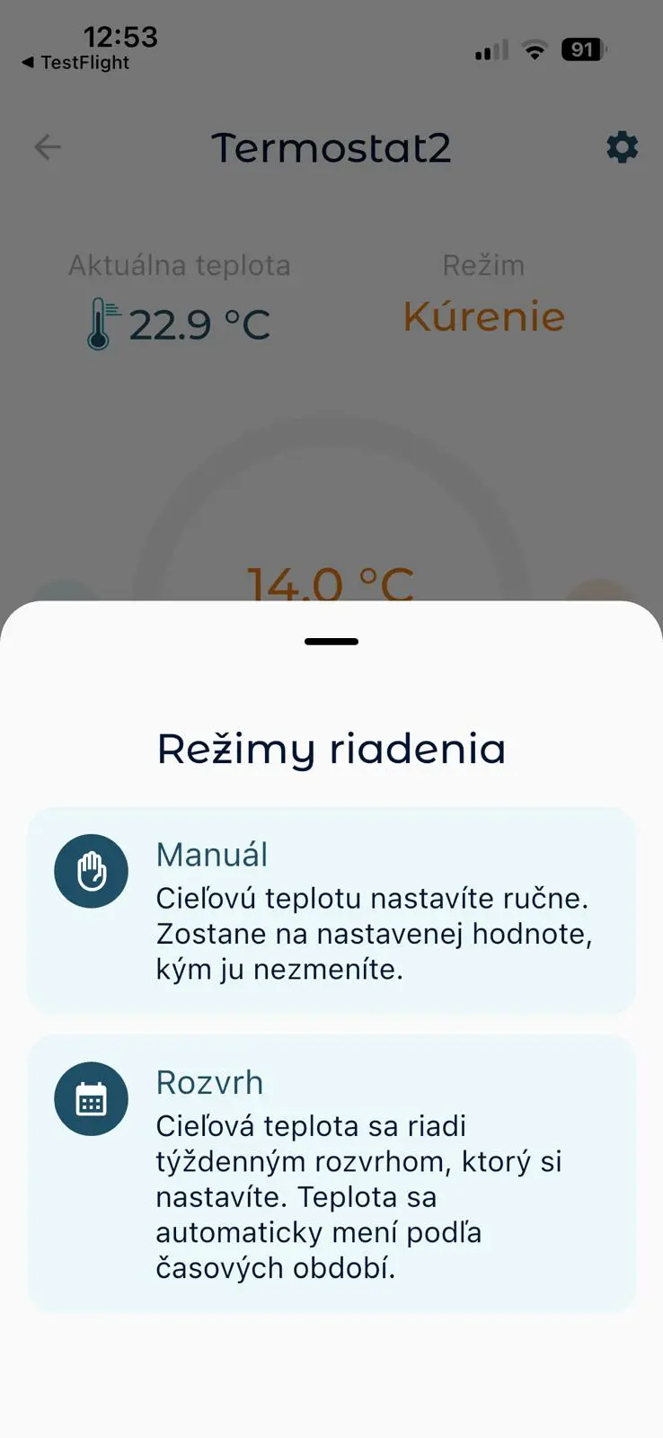 Režimy riadenia Manuál a Rozvrh v aplikácii AQUASPARK