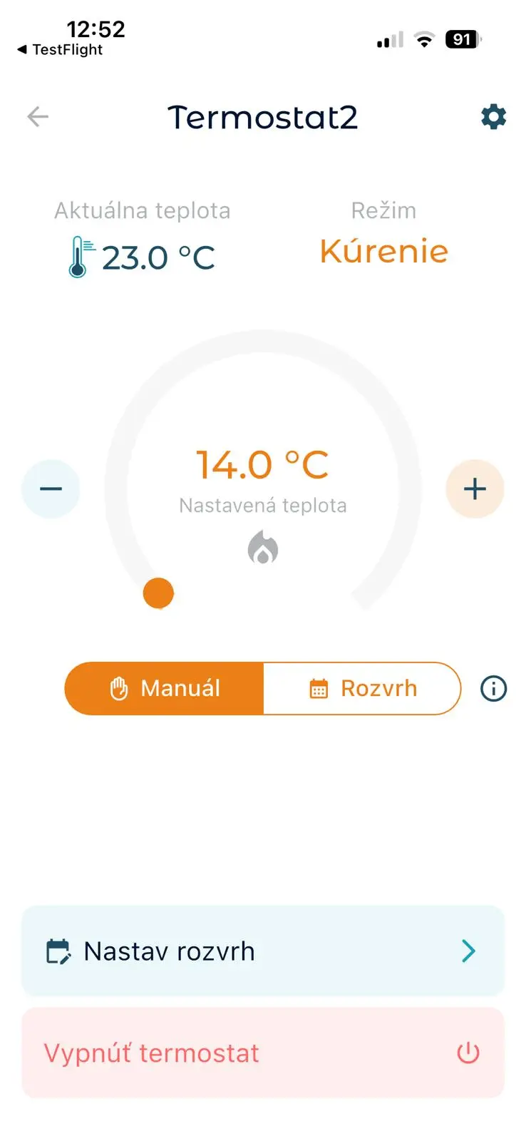 Mobilná aplikácia AQUASPARK: aktuálna teplota a nastavenie termostatu
